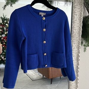J. Crew Royal Blue Cardigan with Gold Accents
